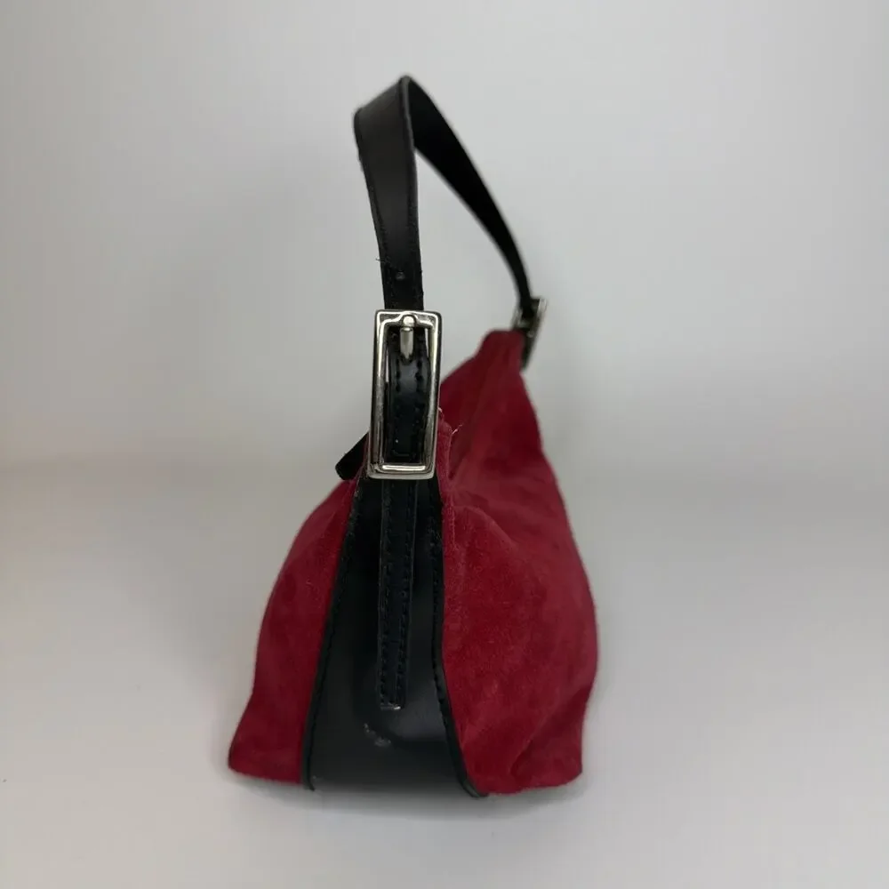 Kathy Ireland Y2K Mini Small Handbag Purse Red Leather Suede